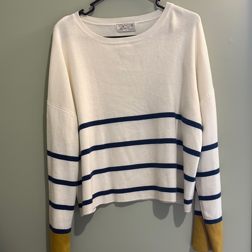 Striped Cream and Blue Sweater